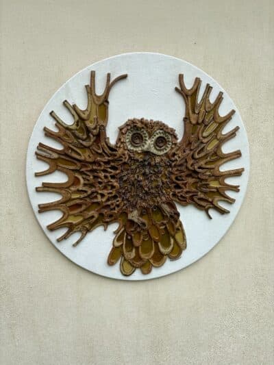 Large Owl Roundel Pottery Plaque by Williamson - Image 9
