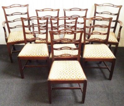 Victorian set of 8 mahogany Ladder back chairs