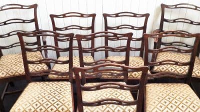 Victorian set of 8 mahogany Ladder back chairs 19th century Antique Chairs 4