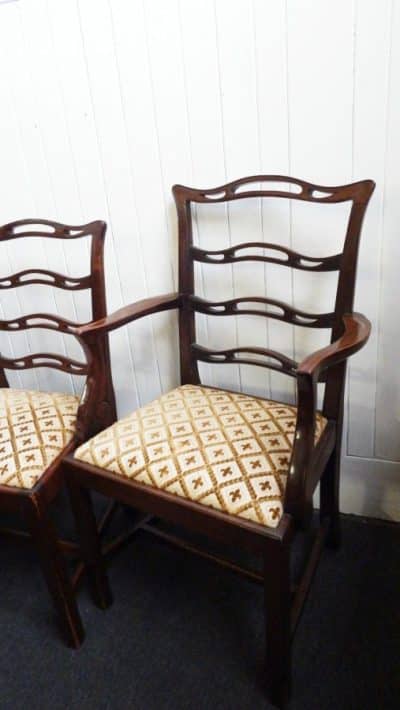 Victorian set of 8 mahogany Ladder back chairs 19th century Antique Chairs 5