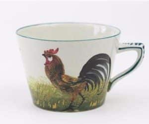 Wemyss Ware Scottish pottery Rare Brown Cockerel “Bon Jour” Cup. Antiques Edinburgh Antique Ceramics