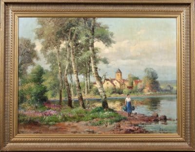 ANTOINE BOUVARD Oil painting (1870-1956) 19th century Antique Art 4