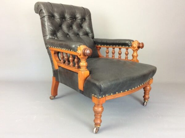 19th Century Reclining Library Reading Chair armchair Antique Chairs 8