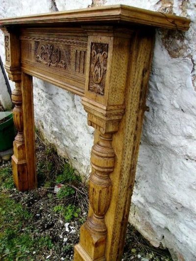 SOLD Victorian carved pine fire surround 19th century Antique Furniture 5