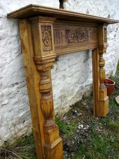 SOLD Victorian carved pine fire surround 19th century Antique Furniture 9