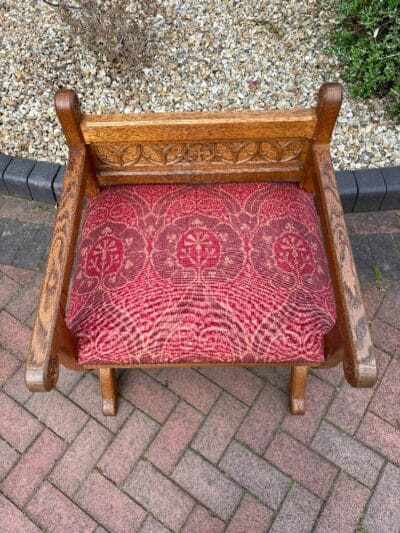 Gothic Revival Oak Hall Seat gothic revival Antique Chairs 11