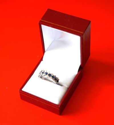 18ct White Gold Diamond & Sapphire Multi Stone Engagement – Eternity Ring- Ideal Gift / Present Antique Jewellery 3