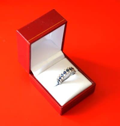 18ct White Gold Diamond & Sapphire Multi Stone Engagement – Eternity Ring- Ideal Gift / Present Antique Jewellery 11
