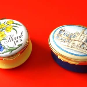 Two  Excellent as New Enamel Pill Boxes Antique Boxes