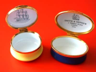 Two  Excellent as New Enamel Pill Boxes Antique Boxes 8