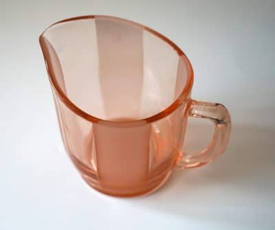 Art Deco Pink Pressed Glass Cream / Milk Jug 1930s