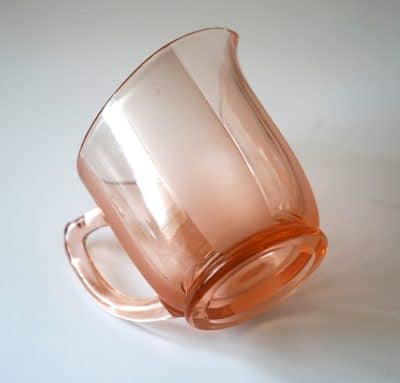 Art Deco Pink Pressed Glass Cream / Milk Jug 1930s antique glass Vintage 4