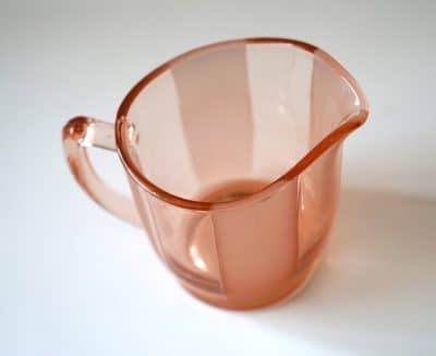 Art Deco Pink Pressed Glass Cream / Milk Jug 1930s antique glass Vintage 6