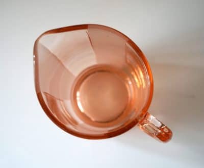 Art Deco Pink Pressed Glass Cream / Milk Jug 1930s antique glass Vintage 7