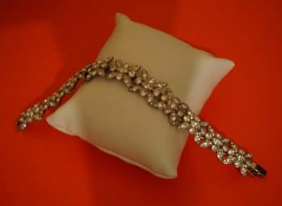 Beautiful Vintage Articulated Link Flower Monet Rhinestone Bracelet - Boxed