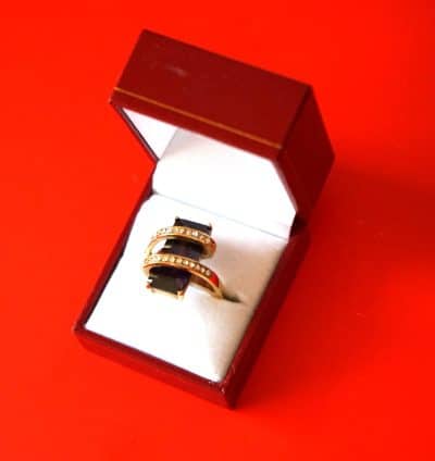 Beautiful Sparkling 10k Gold Plated Amethyst and Rhinestone Dress Ring