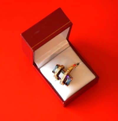 Beautiful Sparkling 10k Gold Plated Amethyst & Rhinestone Dress Ring Amethyst Ring Antique Jewellery 5