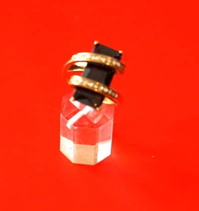 Beautiful Sparkling 10k Gold Plated Amethyst and Rhinestone Dress Ring - Image 2