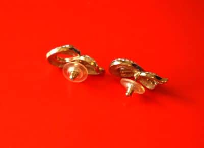 Stunning Pair of Gilt Rhinestone & Enamel Snake Earrings for Pierced Ears Antique Earrings 4