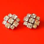A Pair of Vintage Claw Set Sparkling Rhinestone Clip Earrings Antique Earrings