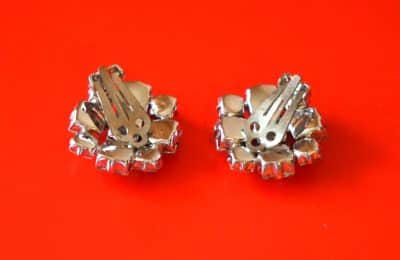 A Pair of Vintage Claw Set Sparkling Rhinestone Clip Earrings - Image 4