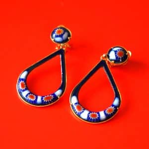 Beautiful Pair of Gilt Millefiori Enamel Clip Earrings – Jewellery Antique Earrings