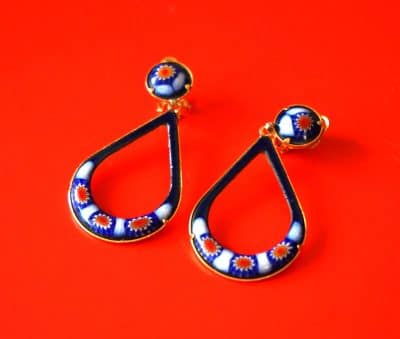 Beautiful Pair of Gilt Millefiori Enamel Clip Earrings - Jewellery