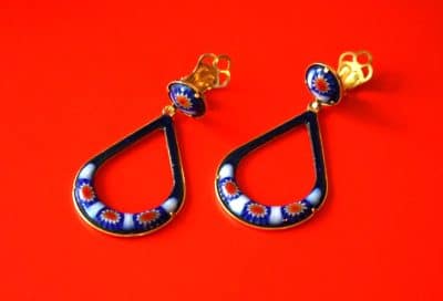 Beautiful Pair of Gilt Millefiori Enamel Clip Earrings – Jewellery Antique Earrings 5
