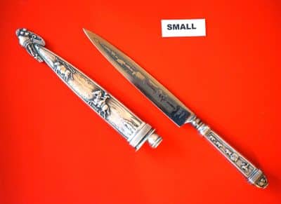 One Rare Vintage Nickel Silver Argentina Gaucho Knives and; Sheaths - Image 4