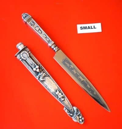 Two Vintage Nickel Silver Argentina Gaucho Knives & Sheaths Pen knives Military & War Antiques 7