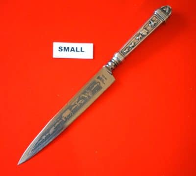 One Rare Vintage Nickel Silver Argentina Gaucho Knives and; Sheaths - Image 3