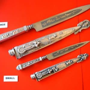 Two Vintage Nickel Silver Argentina Gaucho Knives & Sheaths Pen knives Military & War Antiques