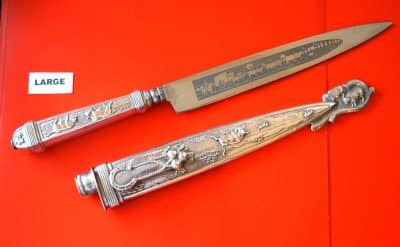Two Vintage Nickel Silver Argentina Gaucho Knives & Sheaths Pen knives Military & War Antiques 8