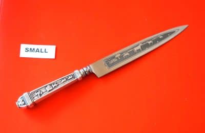 A Vintage Small 7 5/8″ Argentinian Gaucho Knife & Sheaf Antique / Vintage Silver Plate / E P N S Antique Knives 7