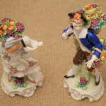 SALE – A Superb Pair of Antique SITZENDORF Thuringia Boy and Girl Figures Delft Silver Lidded Bowl Antique Ceramics