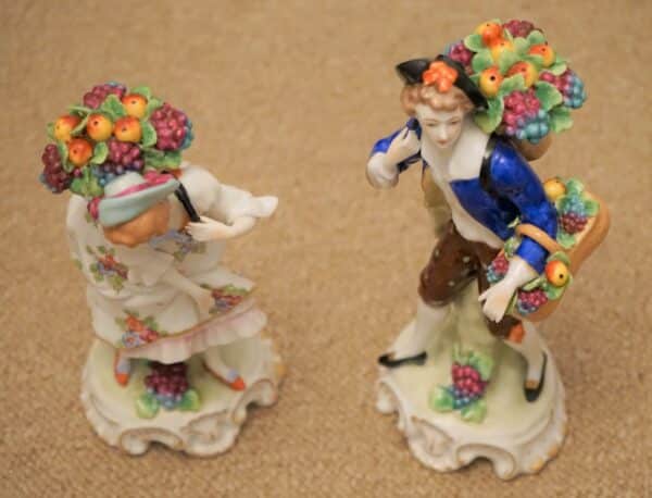 SALE - A Superb Pair of Antique SITZENDORF Thuringia Boy and Girl Figures