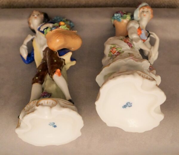 SALE – A Superb Pair of Antique SITZENDORF Thuringia Boy & Girl Figures Delft Silver Lidded Bowl Antique Ceramics 8
