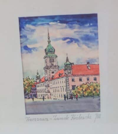 SALE – A Rare Vintage Miniature Water Colour – WARSAW’S Glorious ROYAL CASTLE – Ideal Present Pictures Antique Prints 4