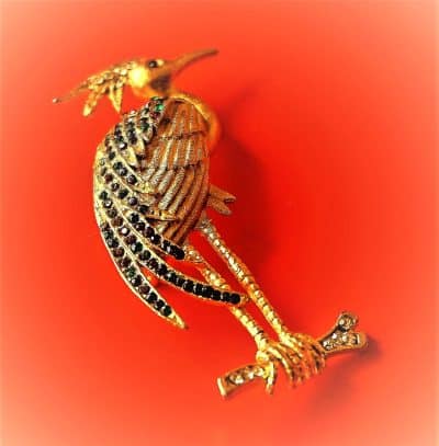 Large Vintage Gilt Rhinestone Peacock Brooch – Ideal Gift / Present Antique Jewellery 5