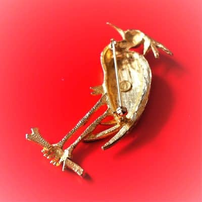 Large Vintage Gilt Rhinestone Peacock Brooch – Ideal Gift / Present Antique Jewellery 4