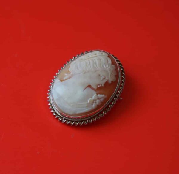 Vintage Silver Cameo Brooch / Pendant - Boxed - Image 3