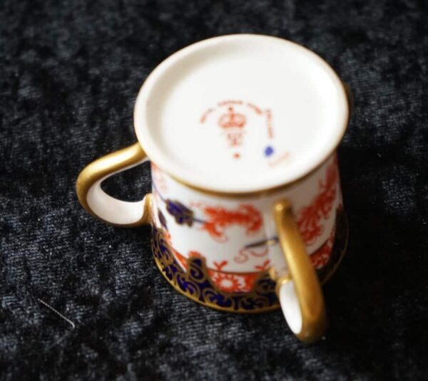 Antique Royal Crown Derby Miniature Three Handled Tyg - Image 4