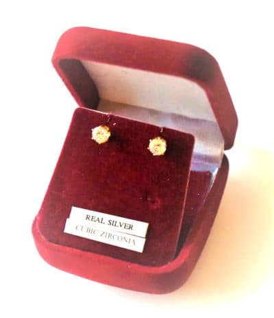 Vintage Gilt Cubic Zirconia Earrings Boxed