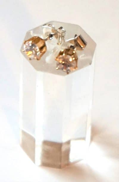 Vintage Gilt Cubic Zirconia Earrings Boxed - Image 2