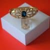 Vintage Gold Plated Blue Sapphire & Rhinestone Bangle - Ideal Gift - Image 6