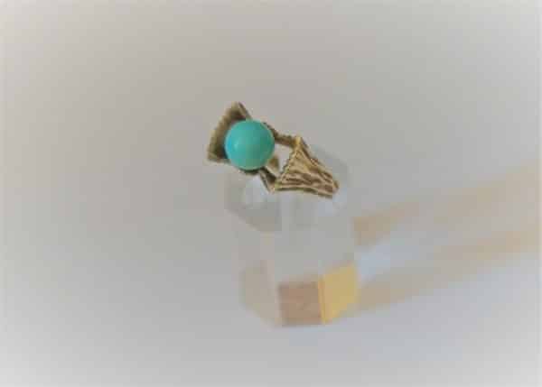 Vintage Gold Turquoise Round Ring - Boxed - FREE UK Postage - Image 2