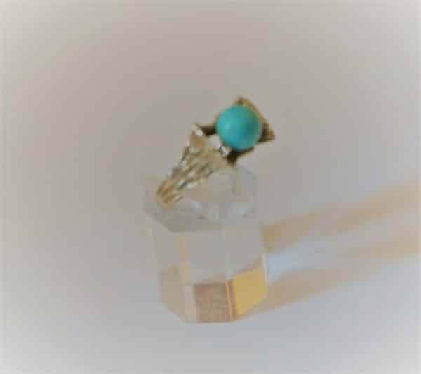SALE – Vintage Gold Turquoise Round Ring – Boxed – FREE UK Postage Vintage Gold Diamond Rings Antique Jewellery 3