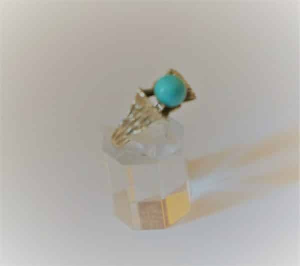 Vintage Gold Turquoise Round Ring - Boxed - FREE UK Postage