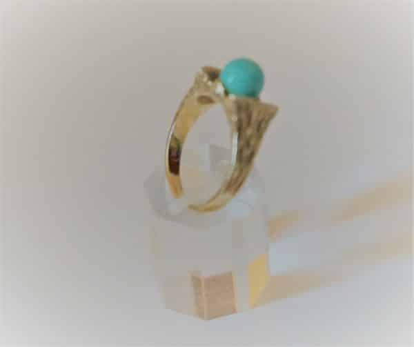 SALE – Vintage Gold Turquoise Round Ring – Boxed – FREE UK Postage Vintage Gold Diamond Rings Antique Jewellery 6