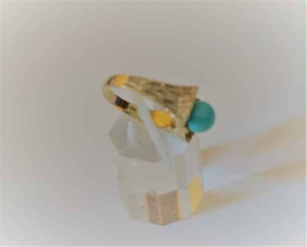 Vintage Gold Turquoise Round Ring - Boxed - FREE UK Postage - Image 3